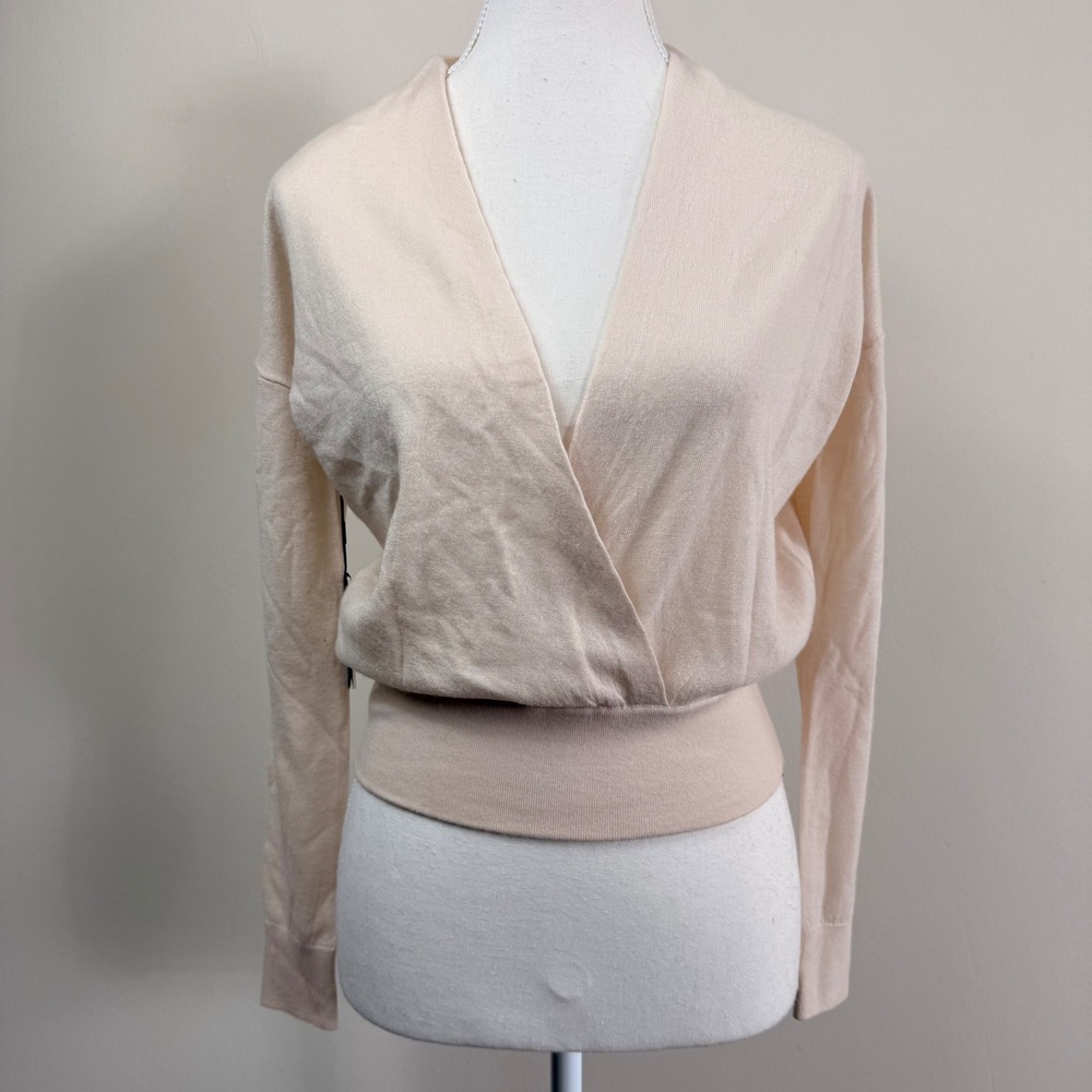 Babaton Jotham Extra Fine Merino Wool Wrap Sweater in Giselle XS NEW